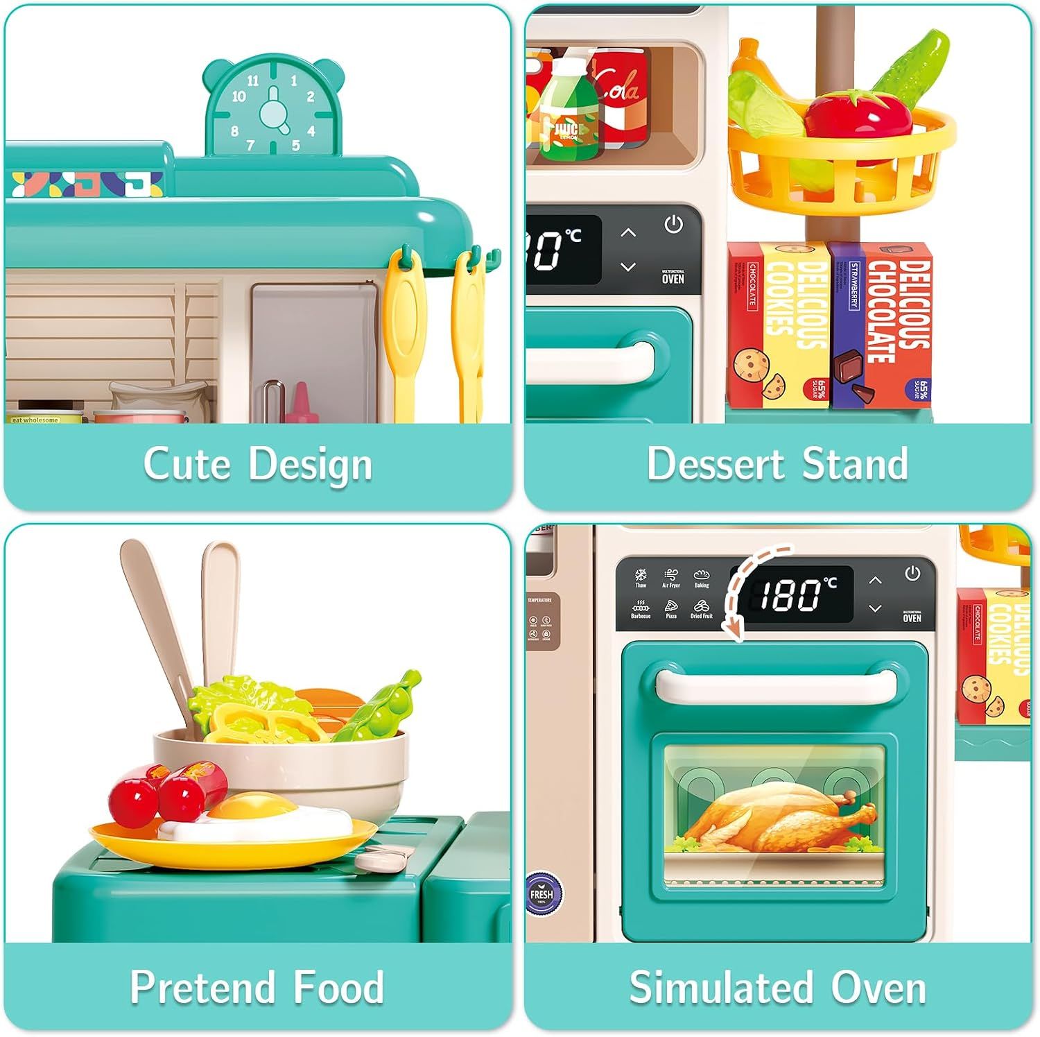 Set of 50-Piece Kids Kitchen Play Set – Pretend Cooking Toy