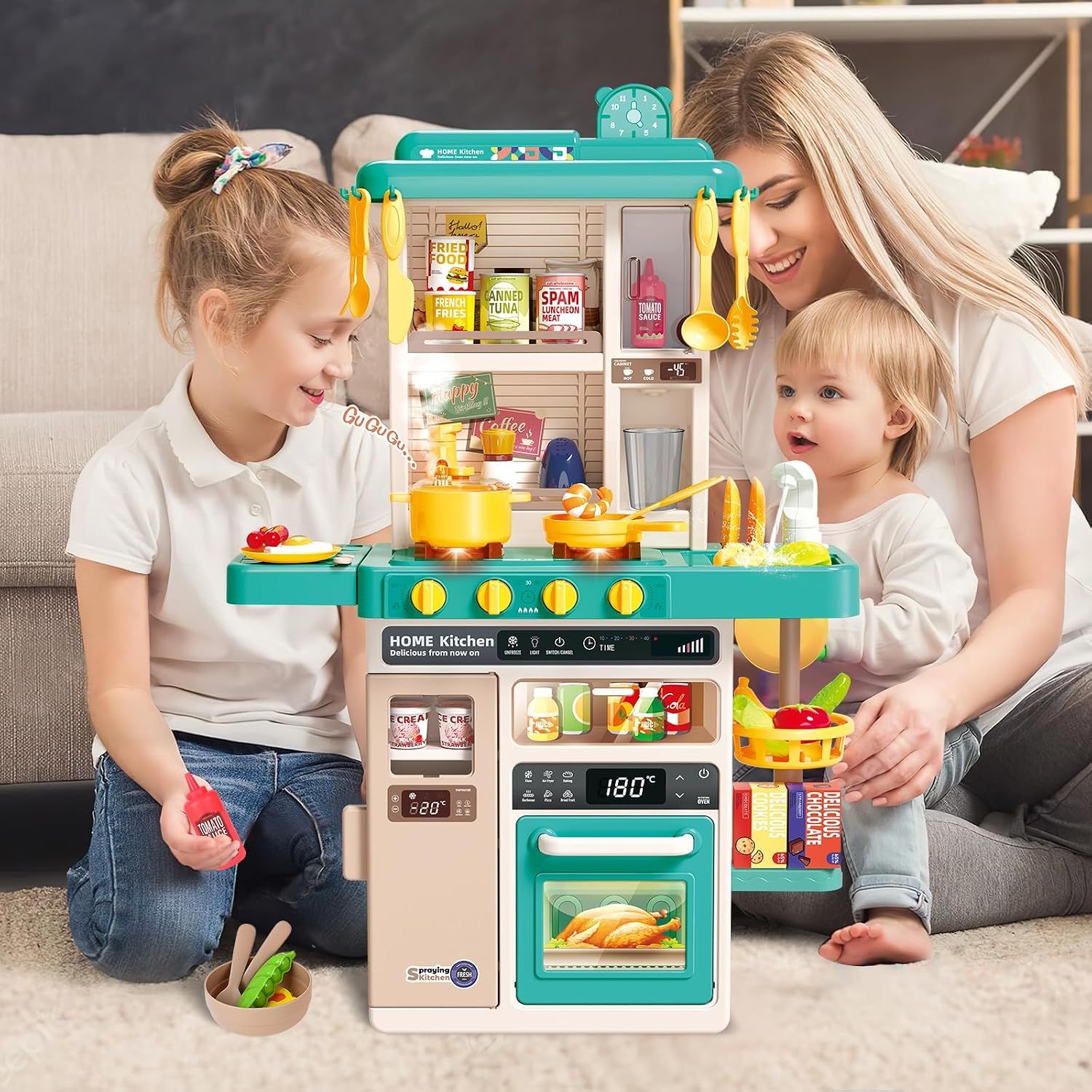 Set of 50-Piece Kids Kitchen Play Set – Pretend Cooking Toy