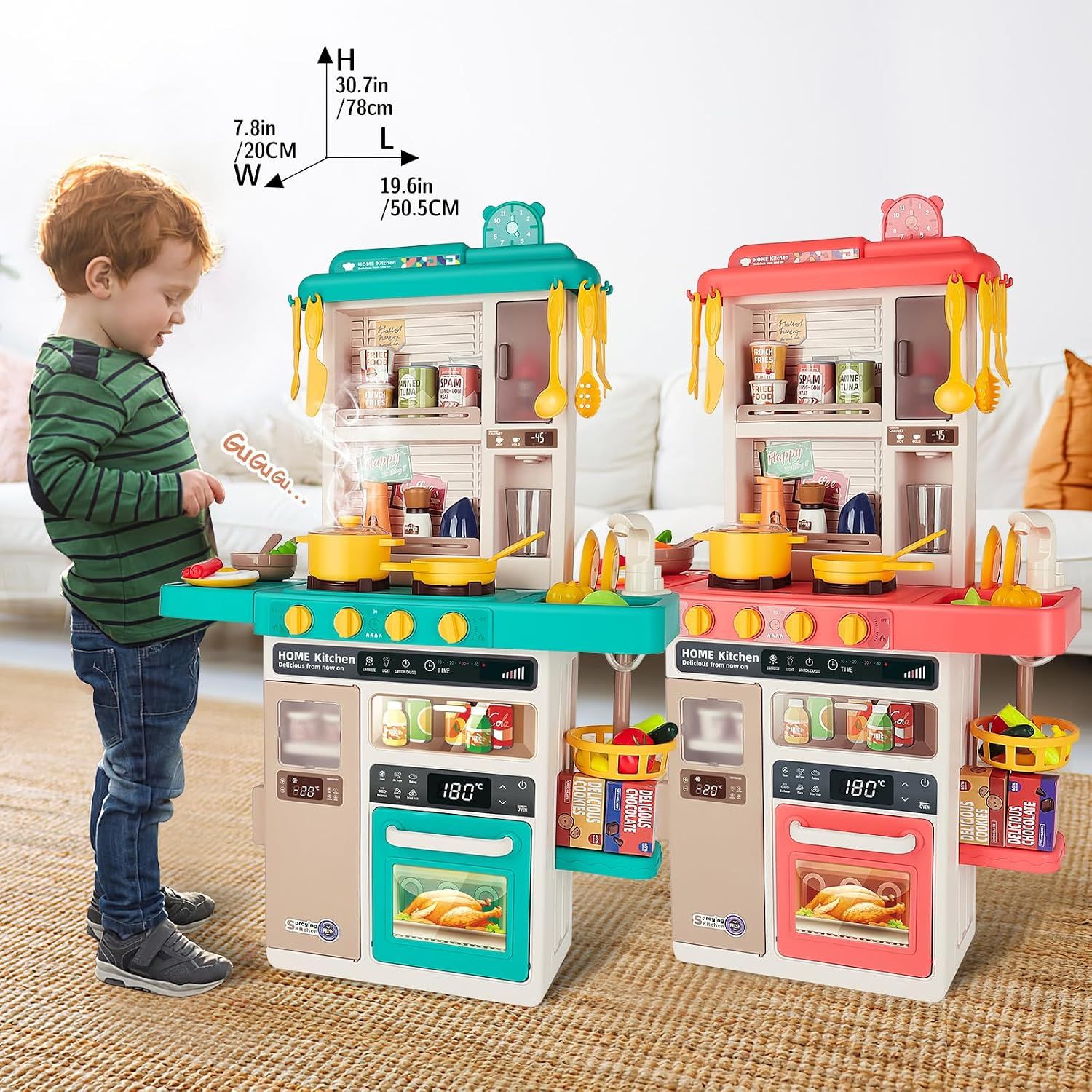 Set of 50-Piece Kids Kitchen Play Set – Pretend Cooking Toy