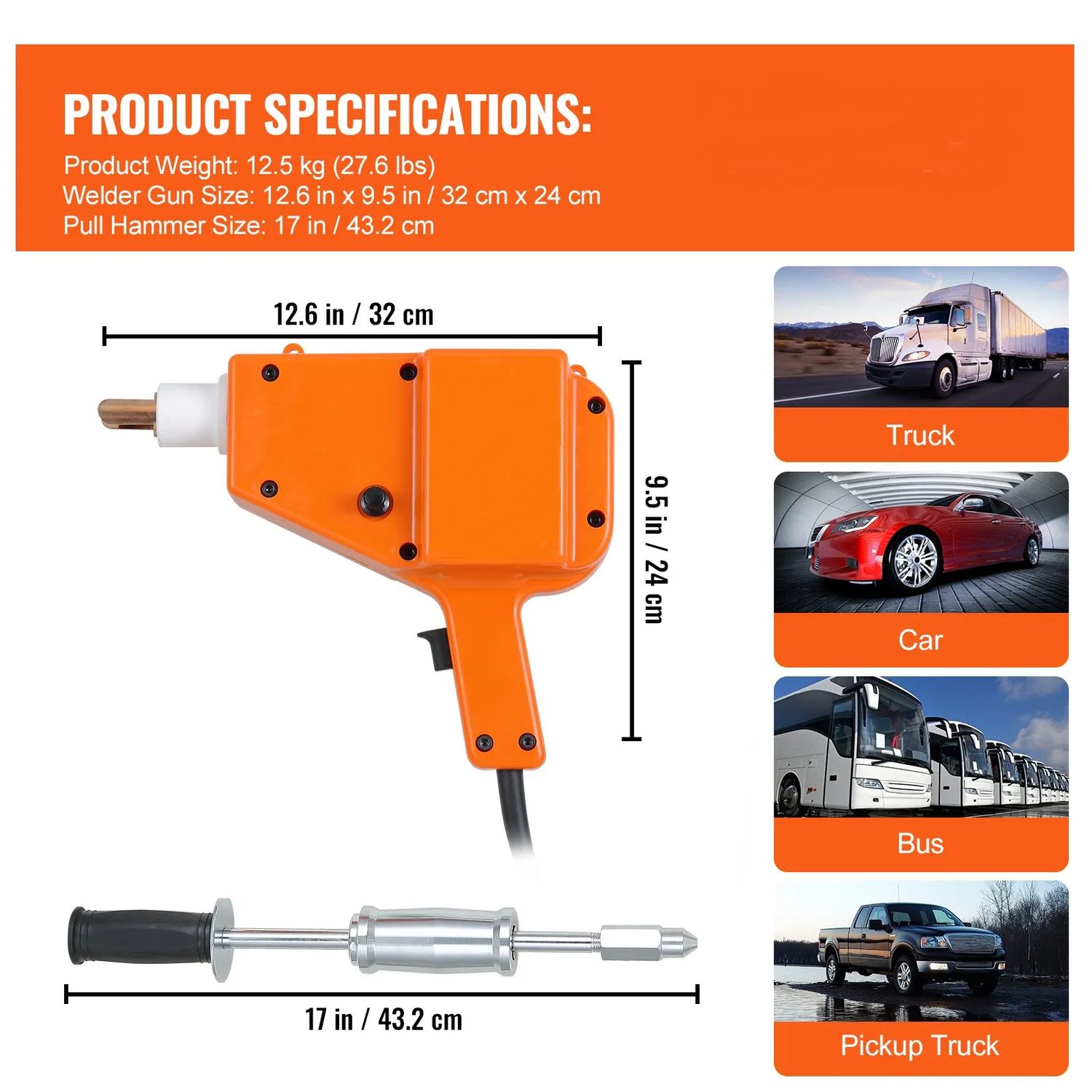 Stud Welder 5500 Car Dent Repair Stud Welder Kit – 220V, 1600A with Slide Hammer