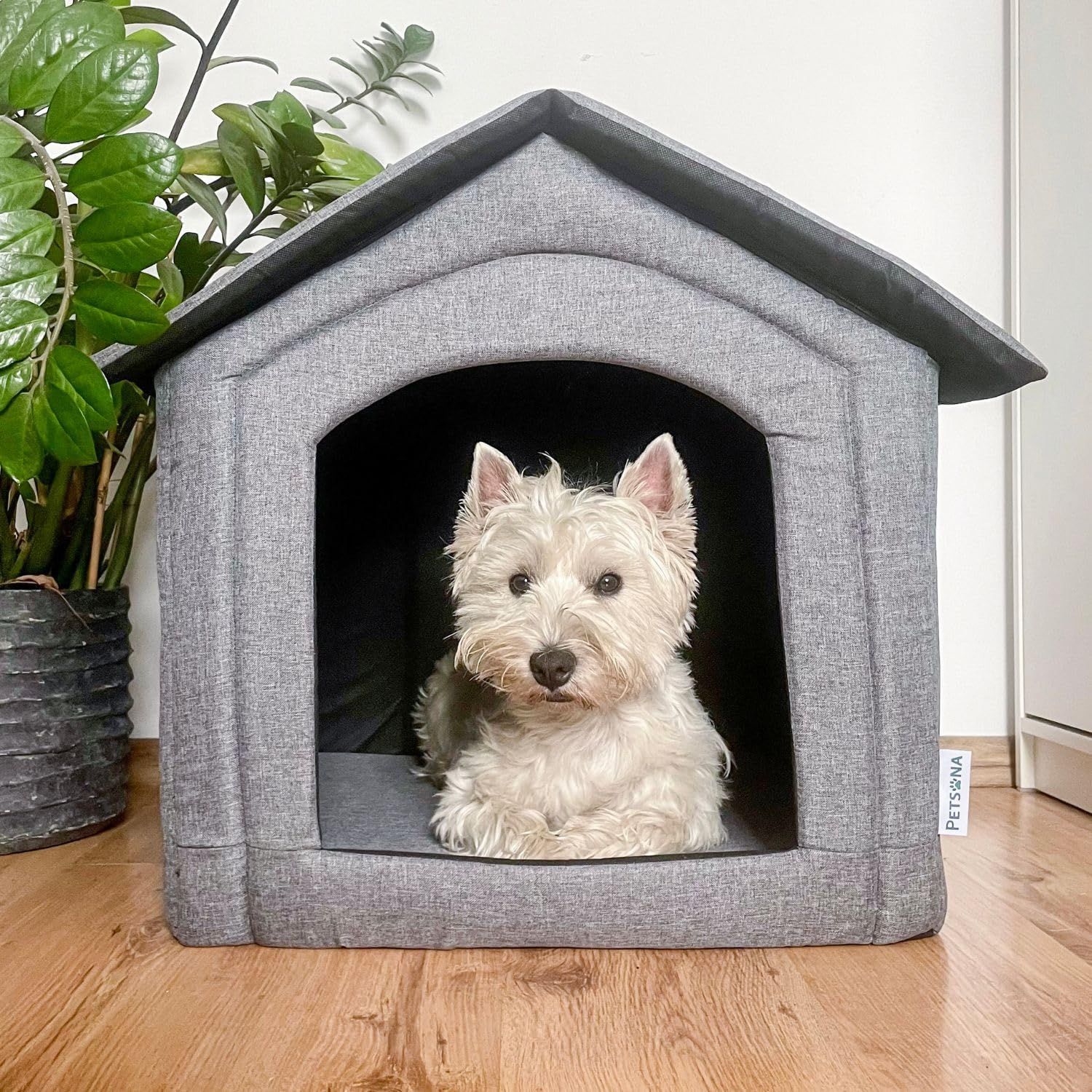 XL Grey Foldable Pet House — Dog Cave &amp; Kennel with Removable Roof, Versatile Bed for Dogs &amp; Cats