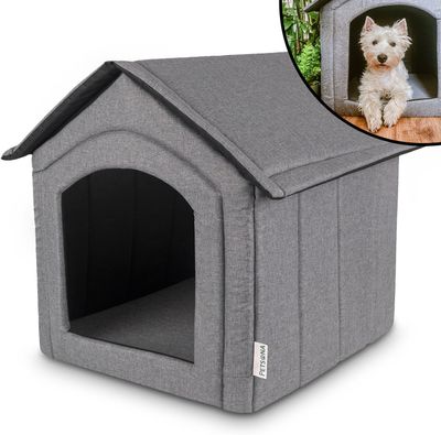 XL Grey Foldable Pet House — Dog Cave &amp; Kennel with Removable Roof, Versatile Bed for Dogs &amp; Cats