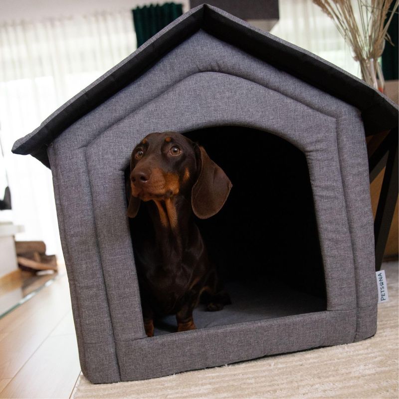 XL Grey Foldable Pet House — Dog Cave &amp; Kennel with Removable Roof, Versatile Bed for Dogs &amp; Cats