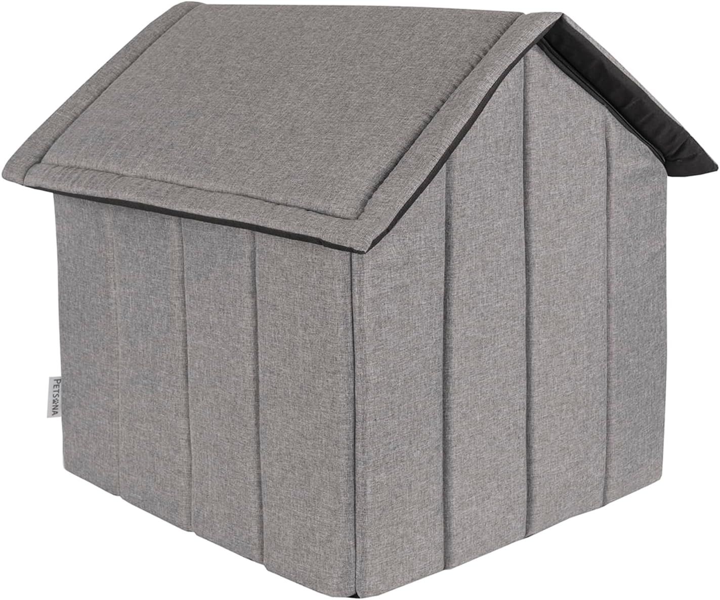 XL Grey Foldable Pet House — Dog Cave &amp; Kennel with Removable Roof, Versatile Bed for Dogs &amp; Cats