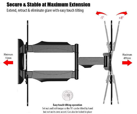 P4 TV Wall Mount 32–55" – Full-Motion LED/LCD TV Bracket, Up to 31.8kg