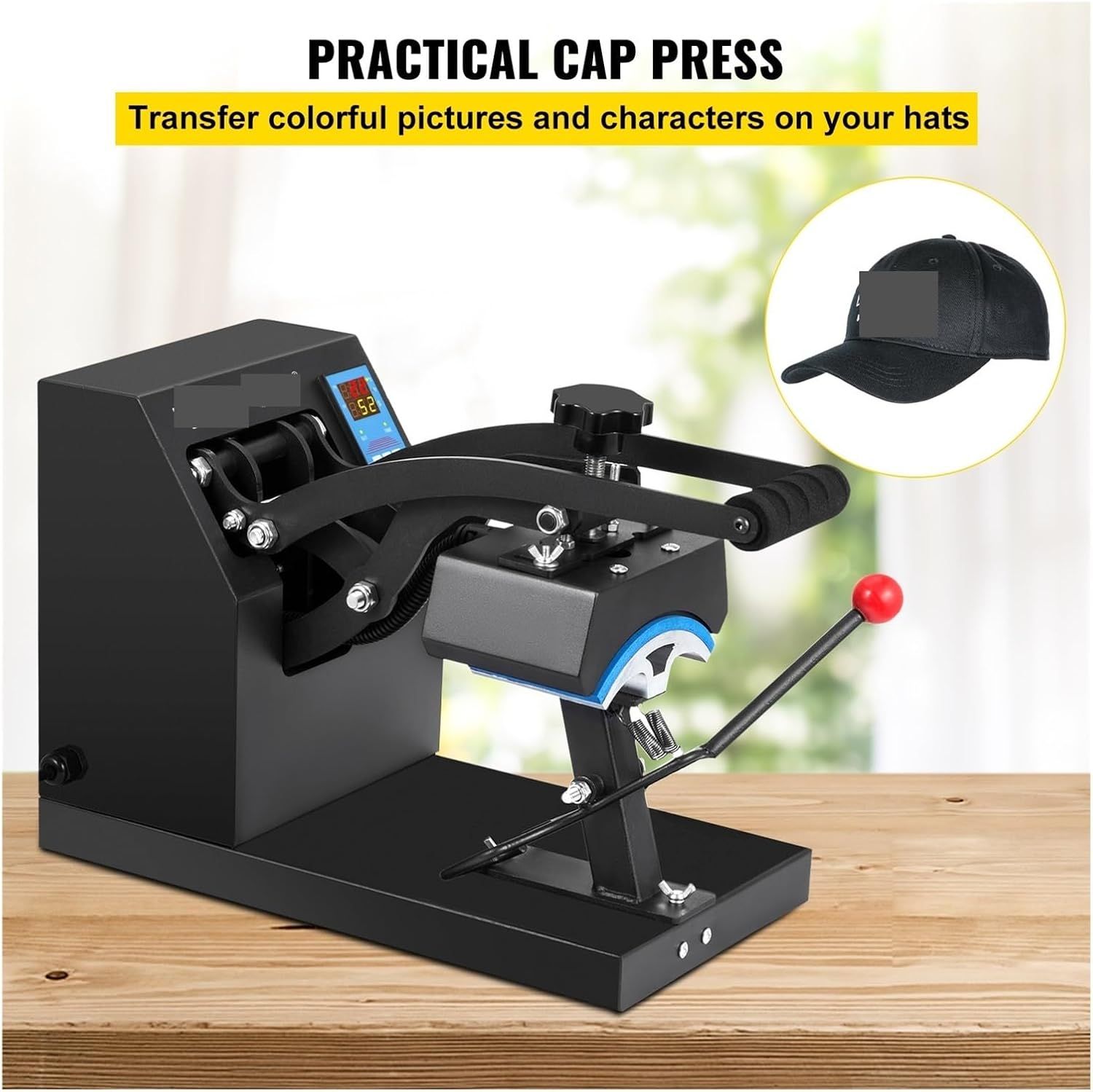 Hat Cap Heat Press Machine 600W, 5.5 x 3.5 Inch Digital Heat Transfer Sublimation Press