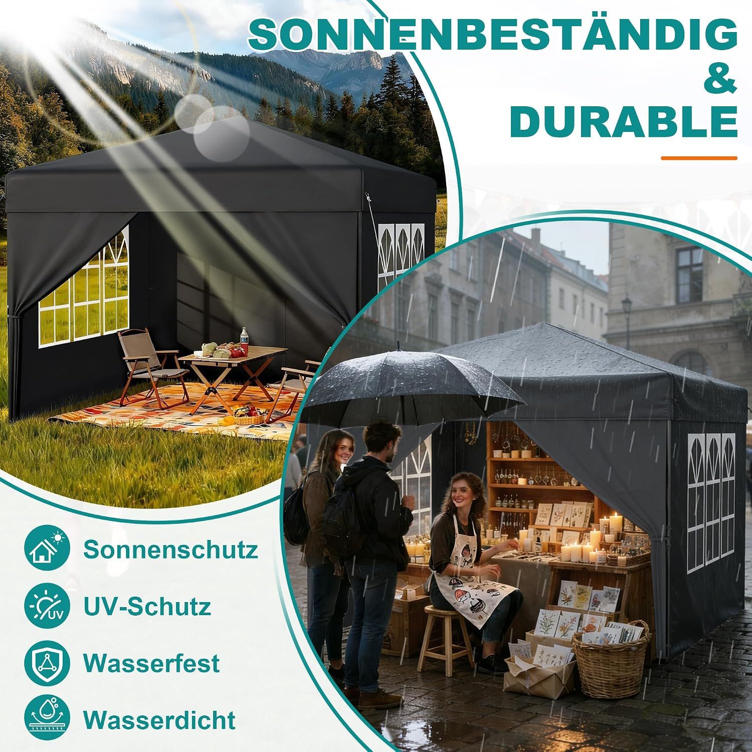Pop Up Gazebo 3x3m Folding Party Tent Side Walls