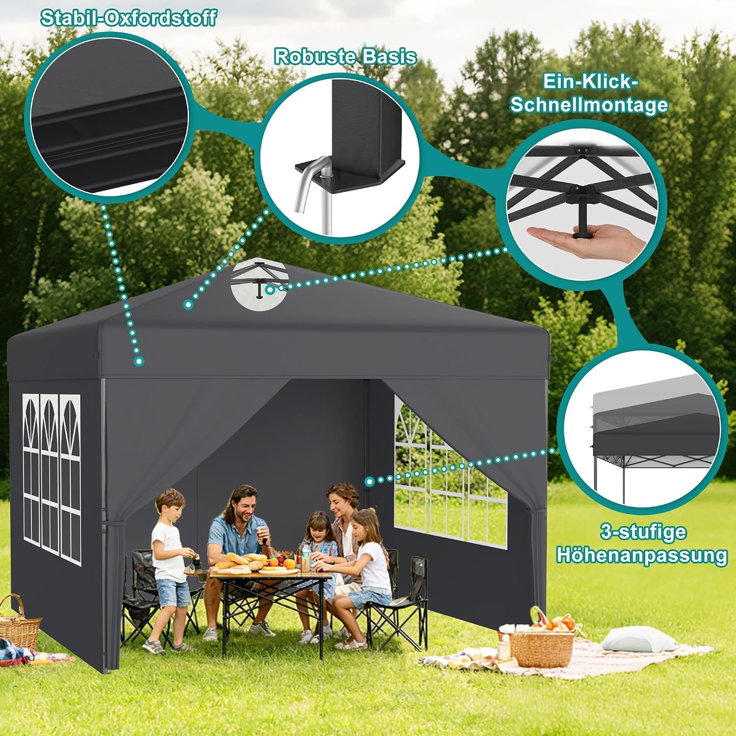 Pop Up Gazebo 3x3m Folding Party Tent Side Walls