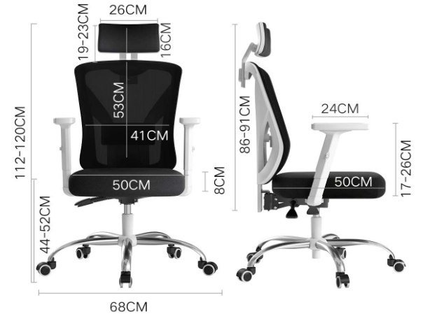 Ergonomic Office Chair Adjustable Armrests Back Support