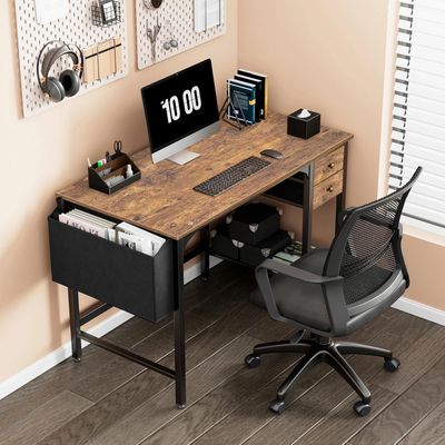 Small Office Desk with Drawers Shelf Storage