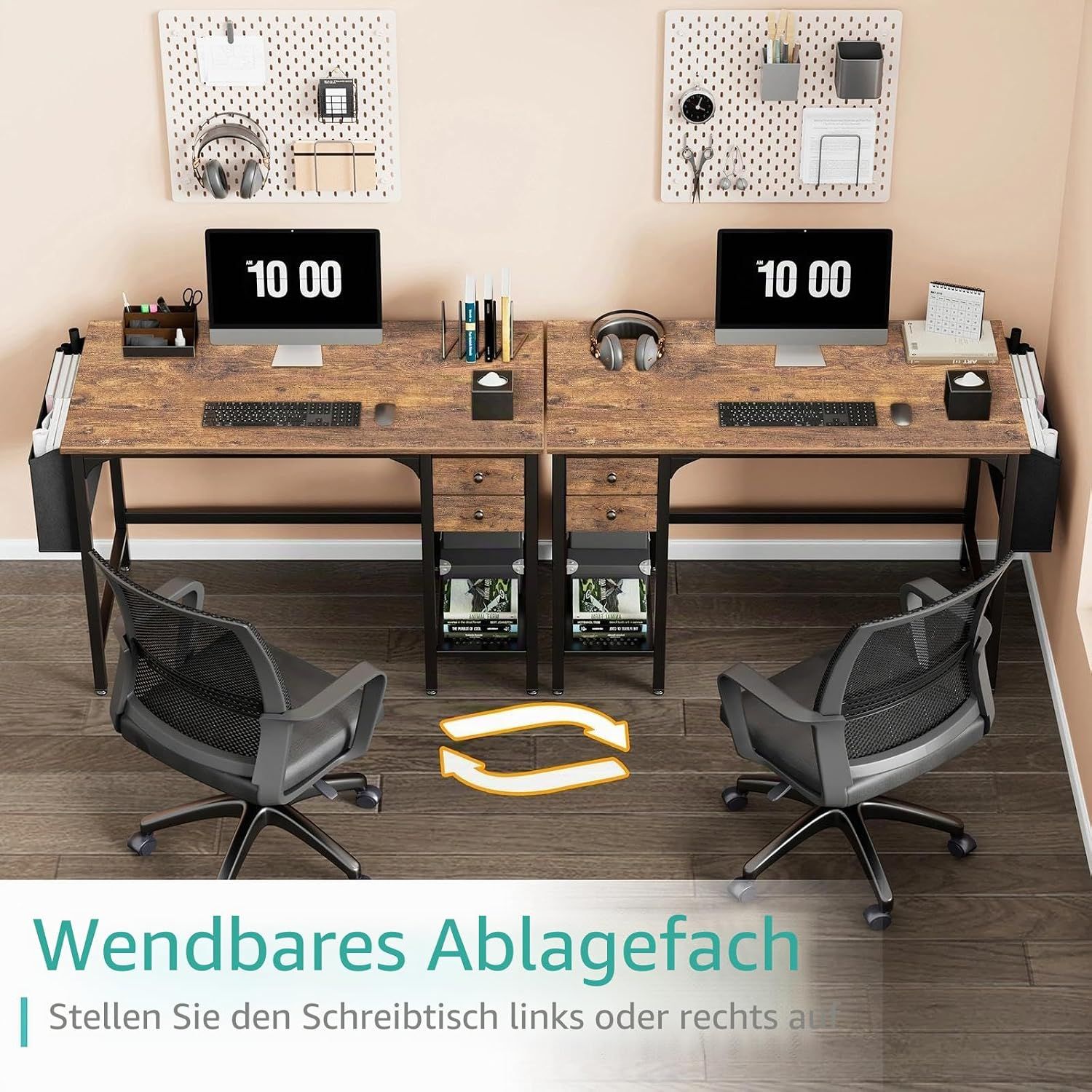 Small Office Desk with Drawers Shelf Storage