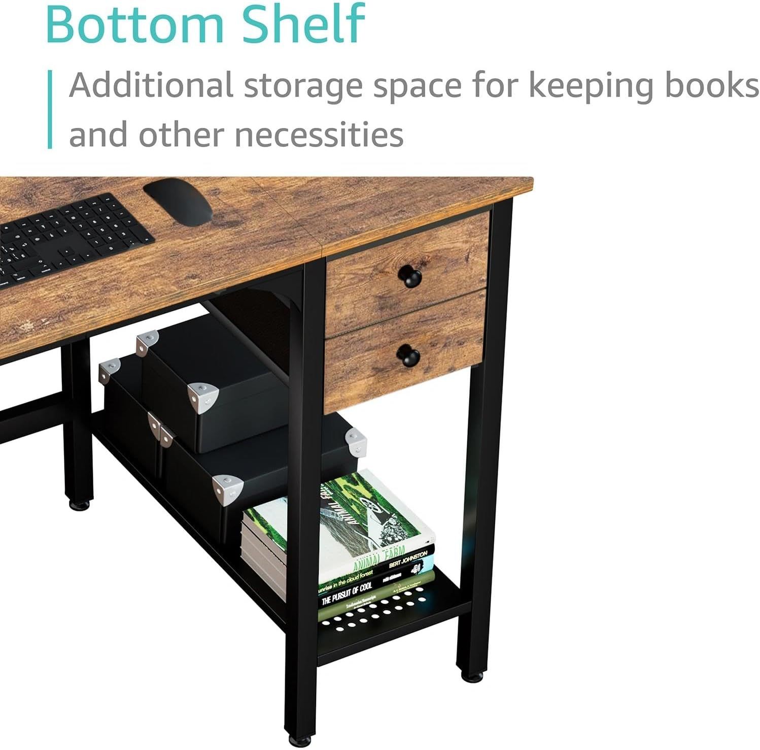Small Office Desk with Drawers Shelf Storage