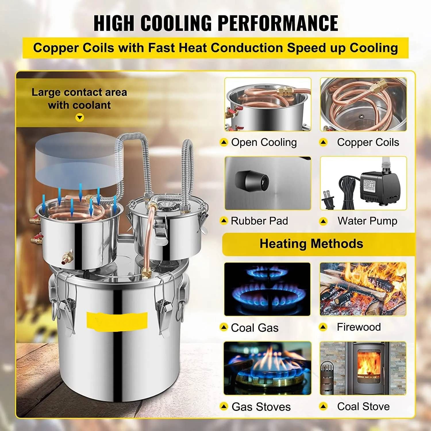 12L Still Distiller Stainless Steel Copper Tube