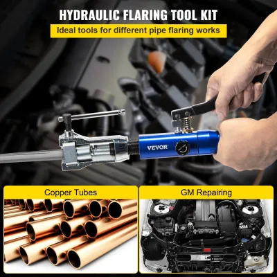 Hydraulic Brake Line Flaring Tool — 30-Piece Set with 45° Flaring Cone, 16 Dies & Adapters, Compatible with 3/16" to 1/2" Copper Tubing