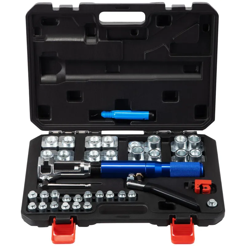Hydraulic Brake Line Flaring Tool — 30-Piece Set with 45° Flaring Cone, 16 Dies &amp; Adapters, Compatible with 3/16" to 1/2" Copper Tubing