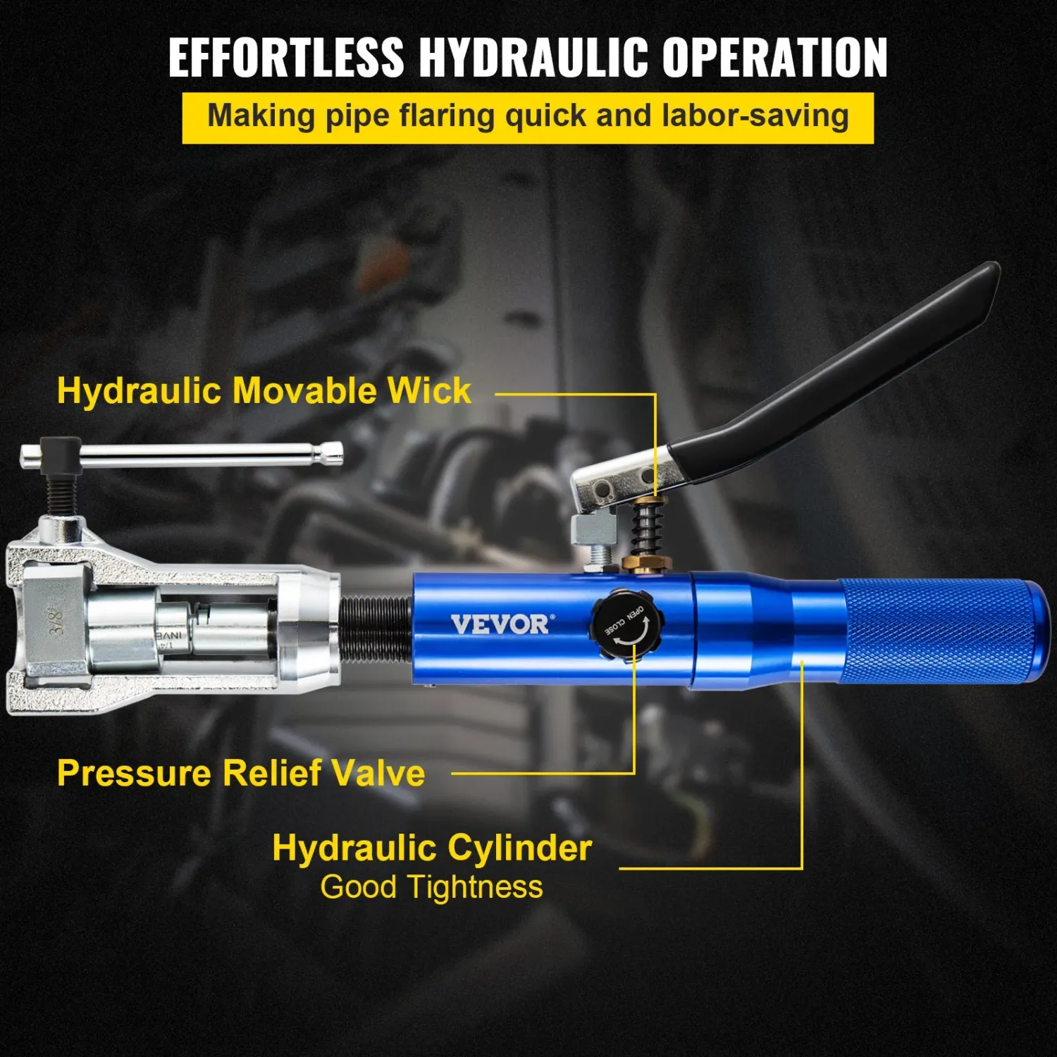 Hydraulic Brake Line Flaring Tool — 30-Piece Set with 45° Flaring Cone, 16 Dies &amp; Adapters, Compatible with 3/16" to 1/2" Copper Tubing