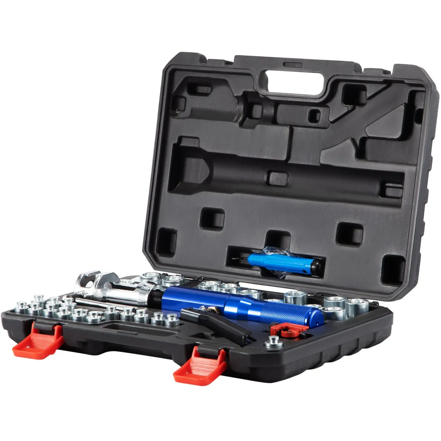 Hydraulic Brake Line Flaring Tool — 30-Piece Set with 45° Flaring Cone, 16 Dies &amp; Adapters, Compatible with 3/16" to 1/2" Copper Tubing