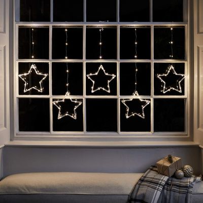 Star Curtain Christmas Lights – 2m Warm White Micro LED Christmas Decoration