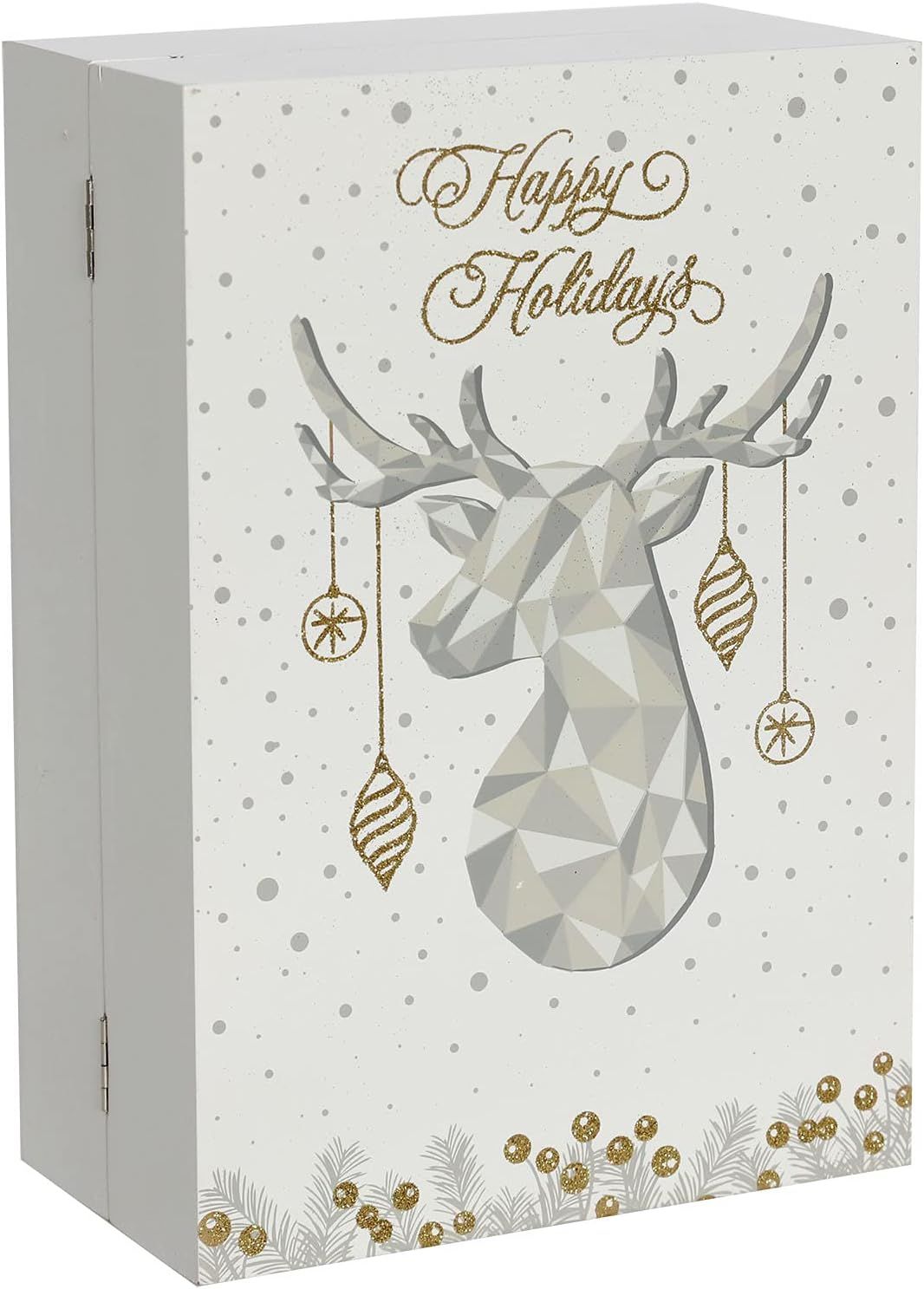 Winter Scene Wooden Advent Calendar with Illumination of Warm White LEDs