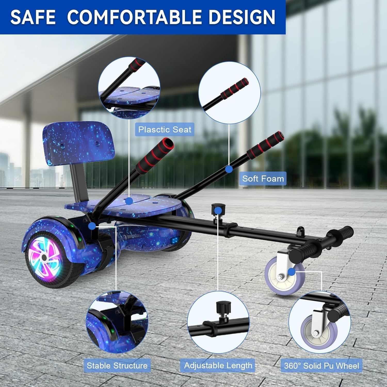 Hoverboard 6.5 Inch with Seat Bluetooth LED
