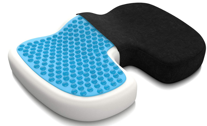 Universal Orthopaedic Seat Cushion with Gel Layer, Memory Foam Chair Cushion for Coccyx Relief, Pressure Relieving, for Pressure Sores, for Car, Office and Wheelchair large Black net