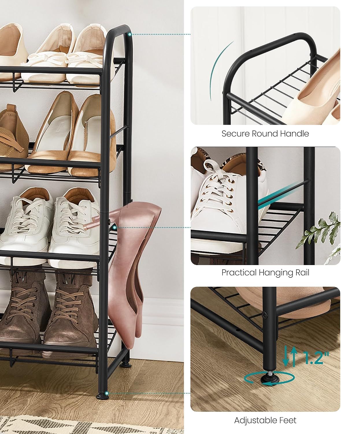 4 Tier Shoe Rack Stackable Storage Shelf 16 Pairs
