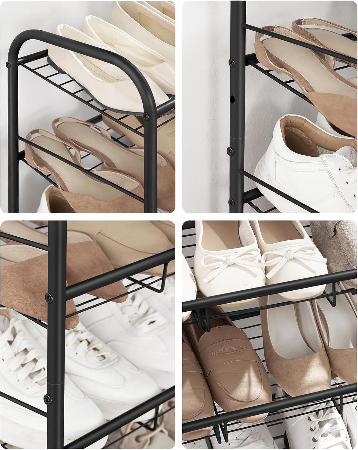 4 Tier Shoe Rack Stackable Storage Shelf 16 Pairs