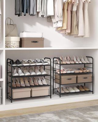4 Tier Shoe Rack Stackable Storage Shelf 16 Pairs
