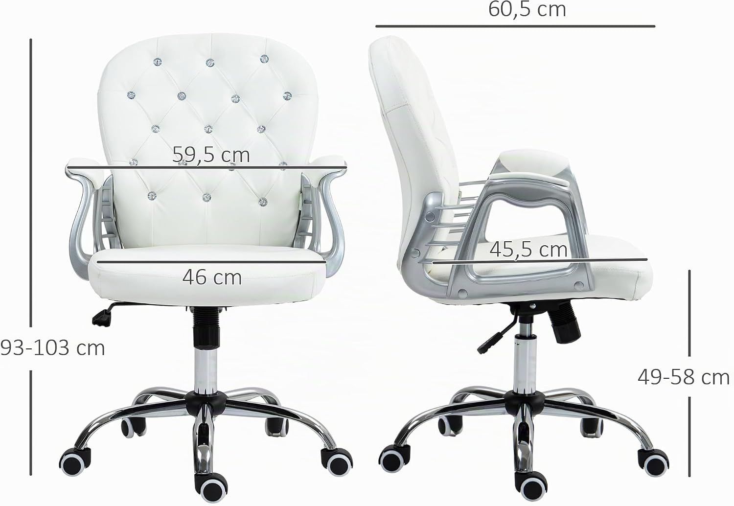 Home Office White Desk Chair with Leather Upholstery for Executive Comfort and Style