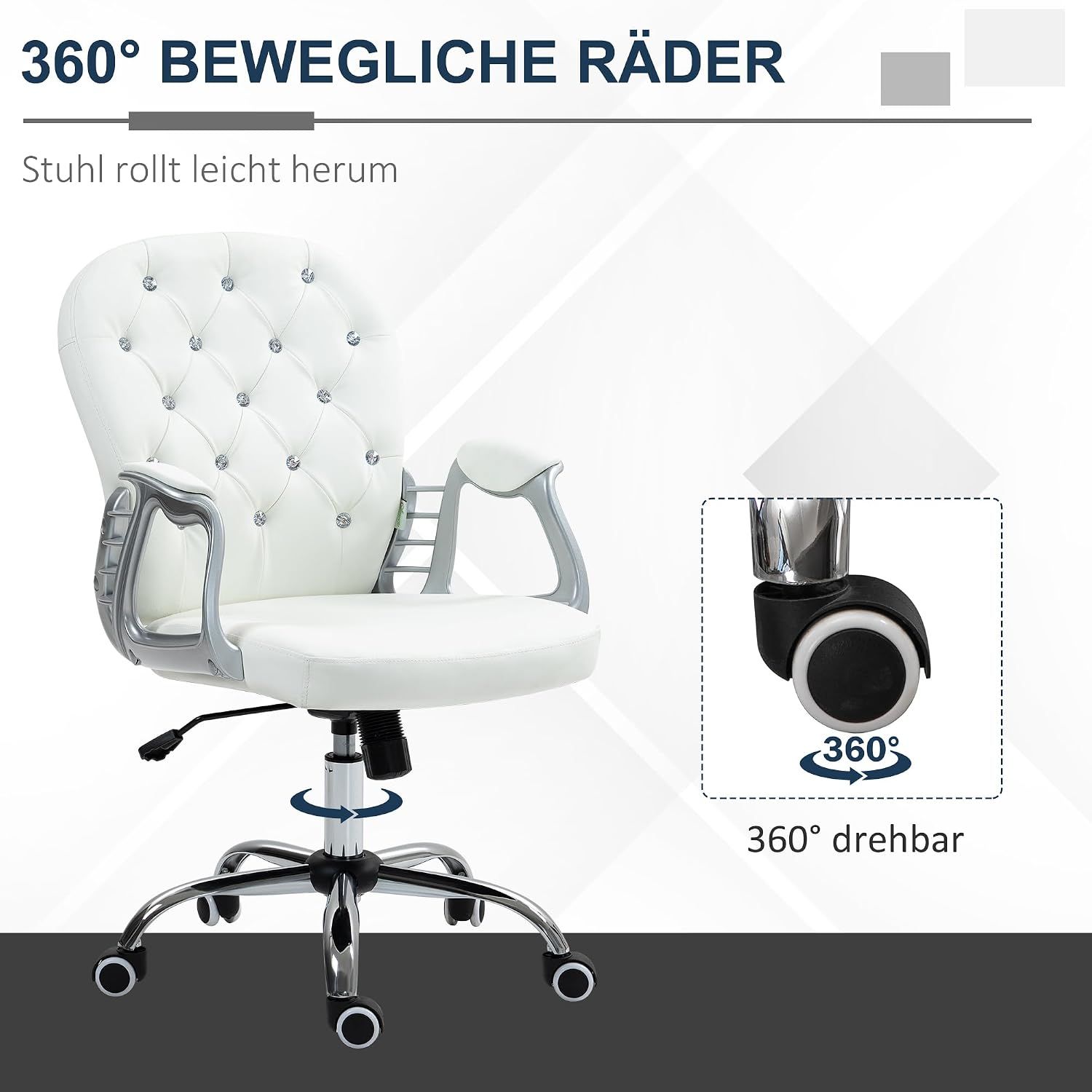 Home Office White Desk Chair with Leather Upholstery for Executive Comfort and Style