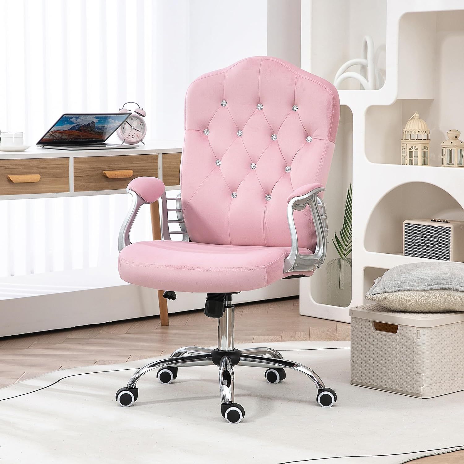 Home Office Chair with Velvet Look Height Adjustable