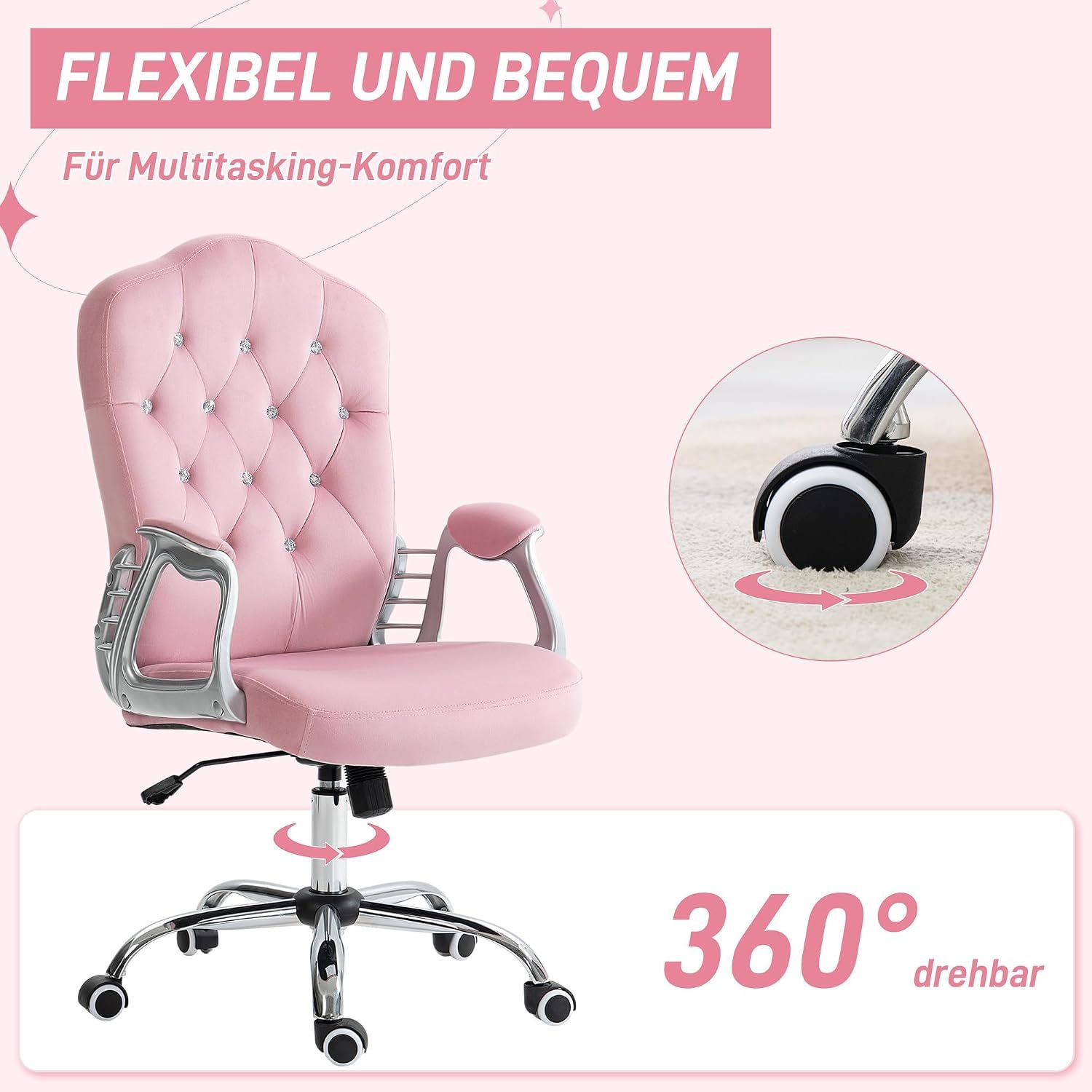 Home Office Chair with Velvet Look Height Adjustable