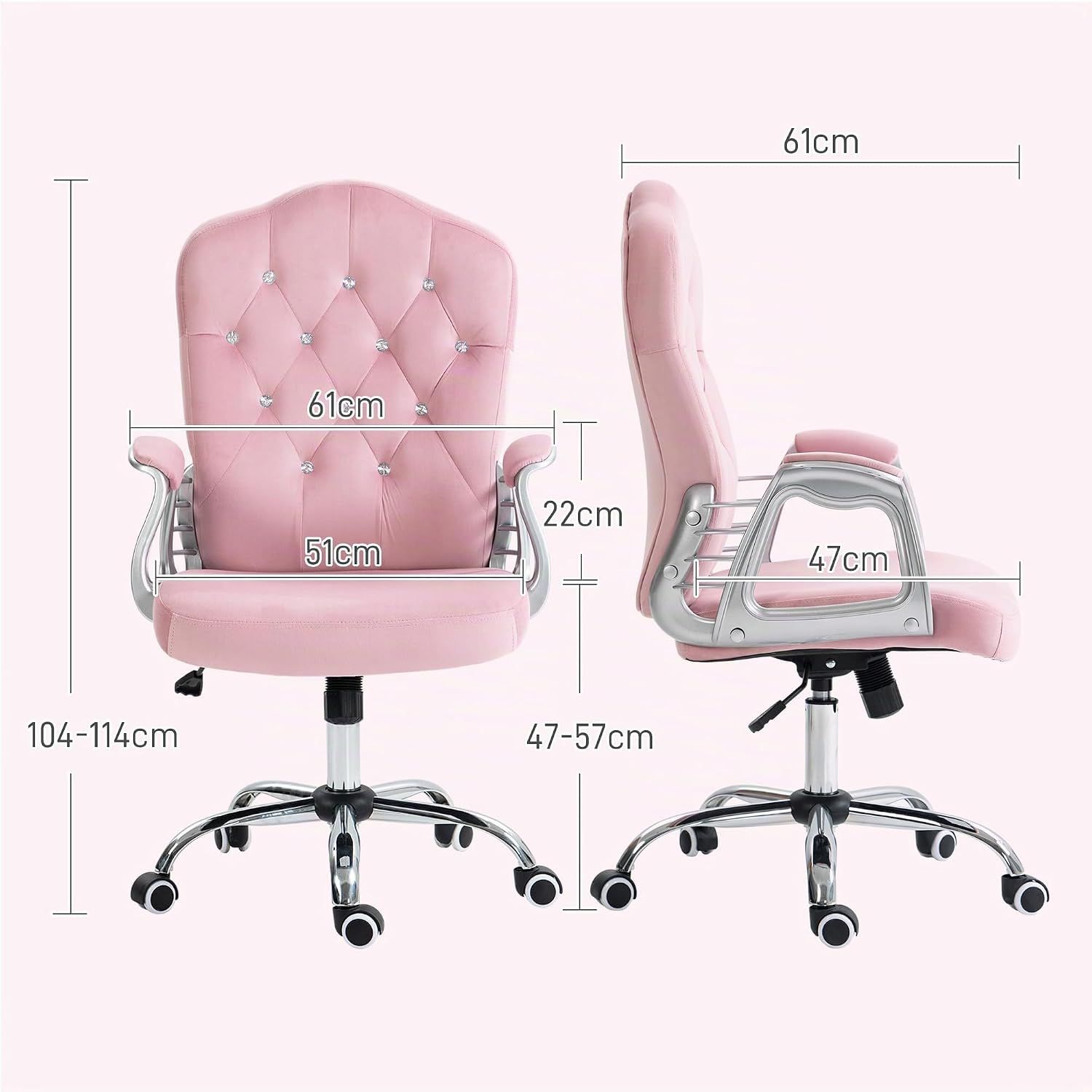 Home Office Chair with Velvet Look Height Adjustable