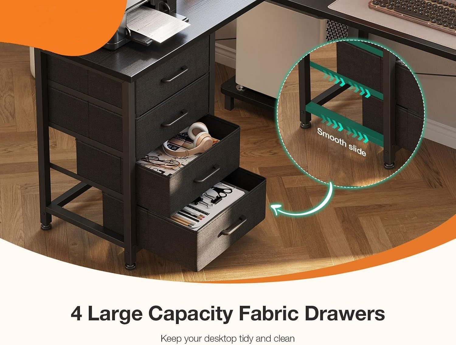 L Shaped Corner Desk with Drawers Computer Desk