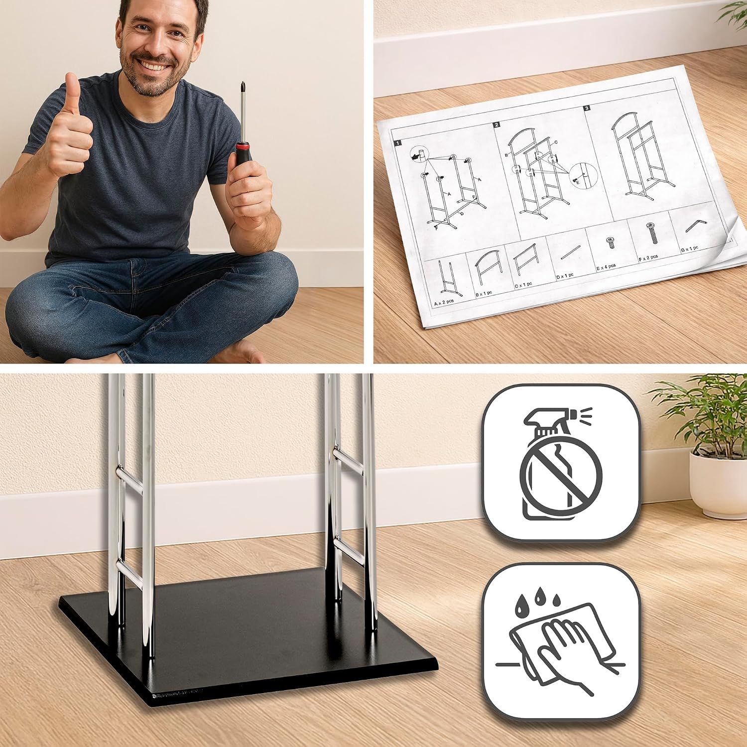 Classic Rack Valet Stand, Aluminium Steel Clothes Hanger Stand for Bedroom, Entryway