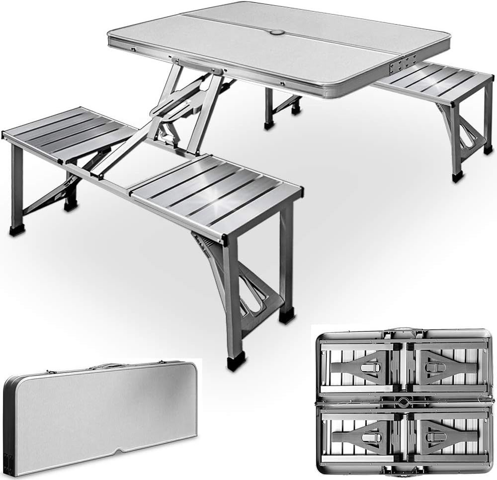 Stylish Portable Aluminum Folding Camping Table Set with Chairs – Portable Aluminium Picnic Table