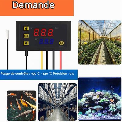Digital Temperature Controller — 110V–220V 10A Heat/Cool Thermostat, Waterproof NTC 10K Sensor Probe, Wide Range -50°C to 110°C