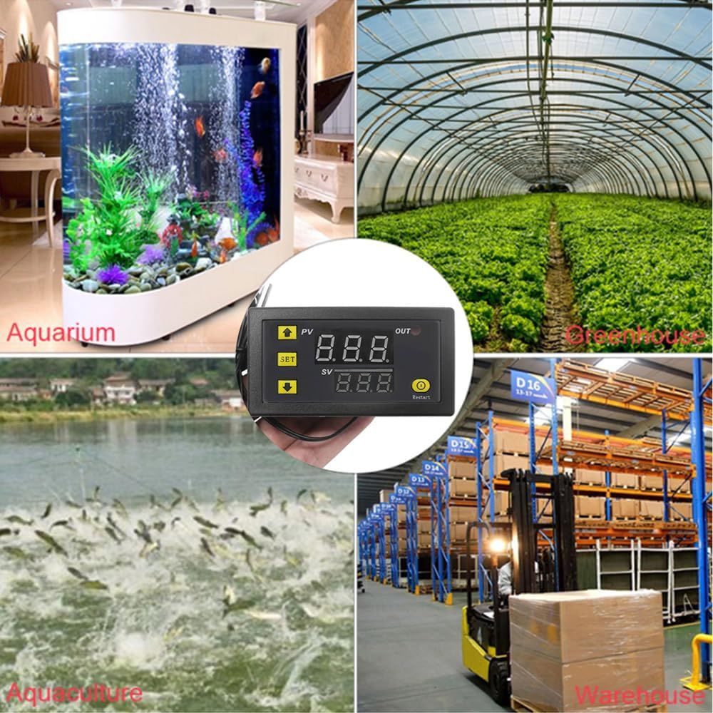 Digital Temperature Controller — 110V–220V 10A Heat/Cool Thermostat, Waterproof NTC 10K Sensor Probe, Wide Range -50°C to 110°C