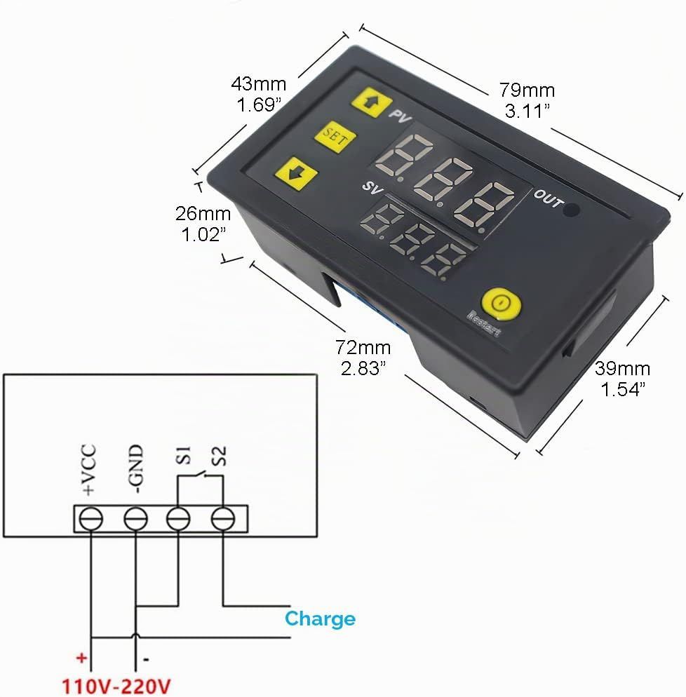 Digital Temperature Controller — 110V–220V 10A Heat/Cool Thermostat, Waterproof NTC 10K Sensor Probe, Wide Range -50°C to 110°C