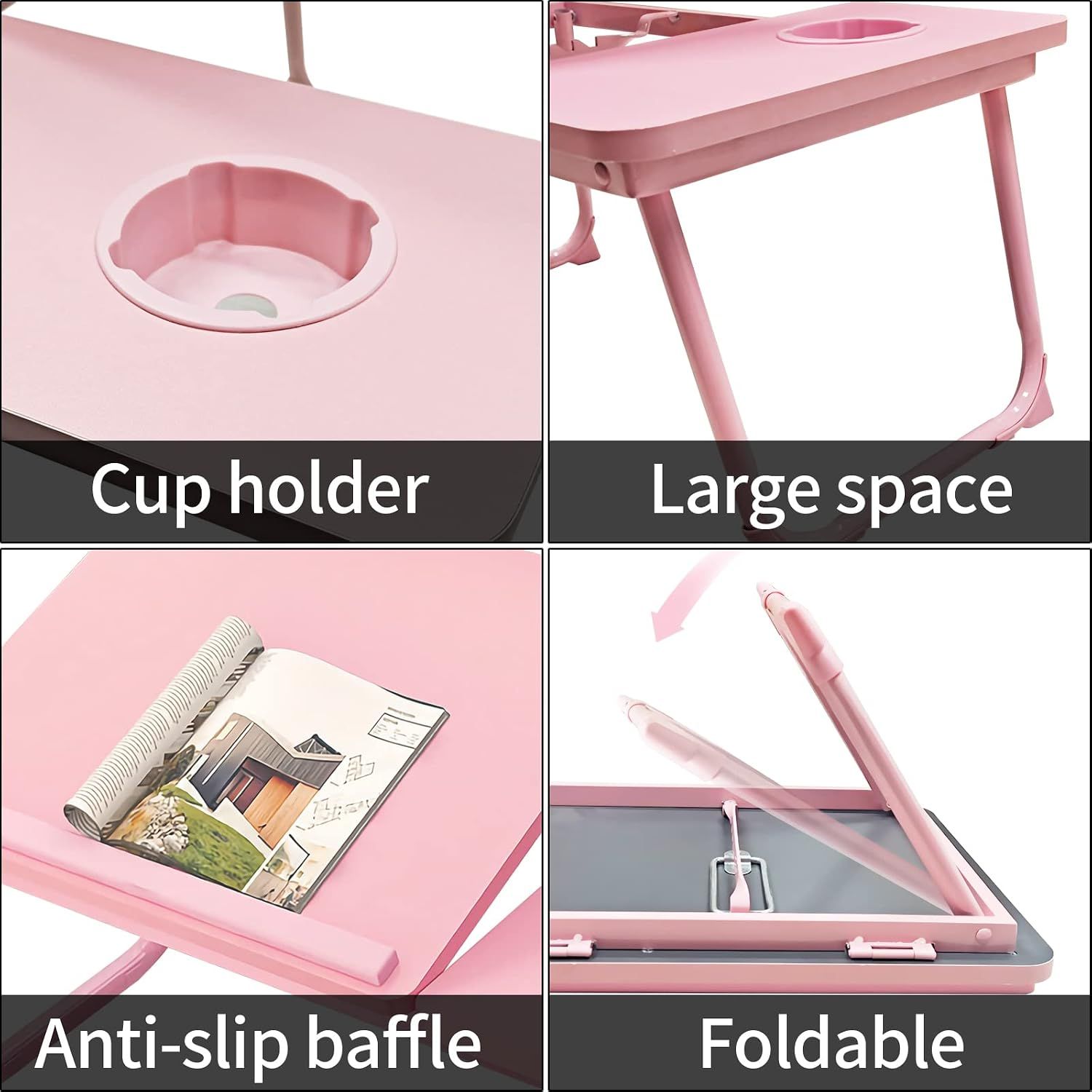 Laptop Bed Table Foldable Legs Cup Holder