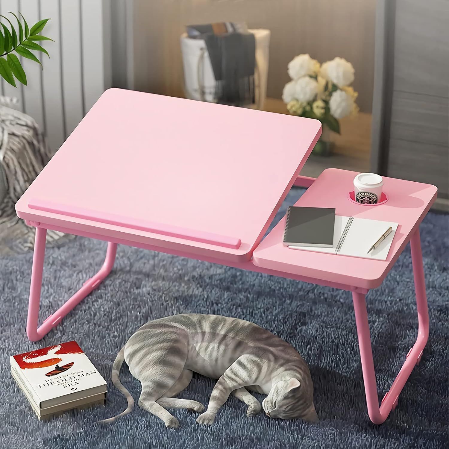 Laptop Bed Table Foldable Legs Cup Holder