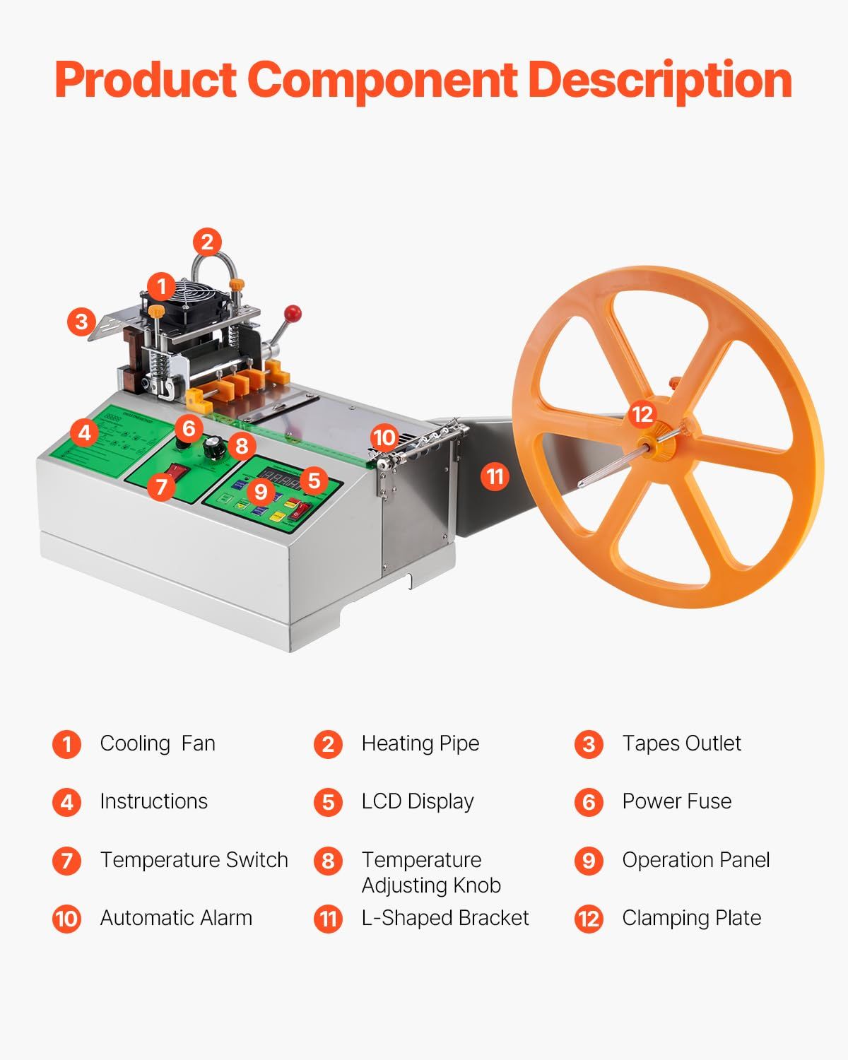 Automatic Webbing Cutting Machine, Hot &amp; Cold Belt Cutter with LCD Display, Adjustable Temperature for Nylon Strap, Ribbon &amp; Zipper Tape