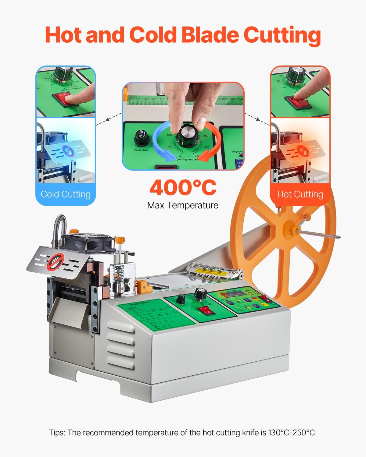 Automatic Webbing Cutting Machine, Hot &amp; Cold Belt Cutter with LCD Display, Adjustable Temperature for Nylon Strap, Ribbon &amp; Zipper Tape