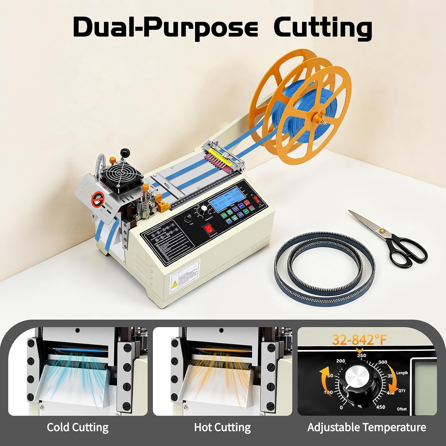 Automatic Belt and Tape Cutting Machine 400W LCD Display