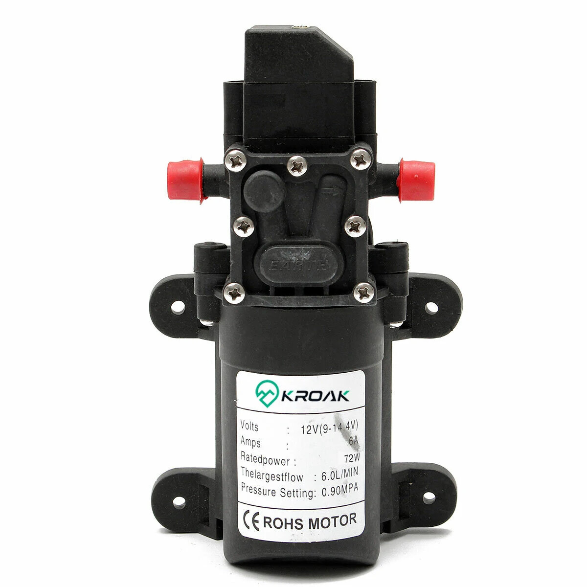 12V High Pressure Water Pump 6L/min Self Priming Diaphragm Pump, Colour: Black with Red Cover