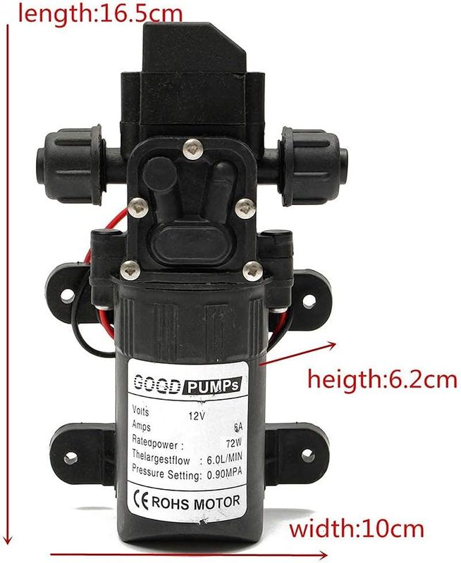 12V High Pressure Water Pump 6L/min Self Priming Diaphragm Pump