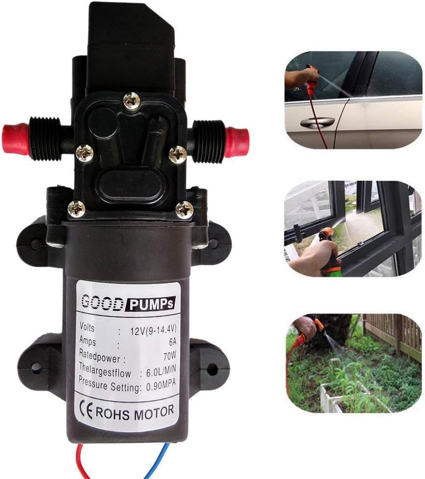 12V High Pressure Water Pump 6L/min Self Priming Diaphragm Pump
