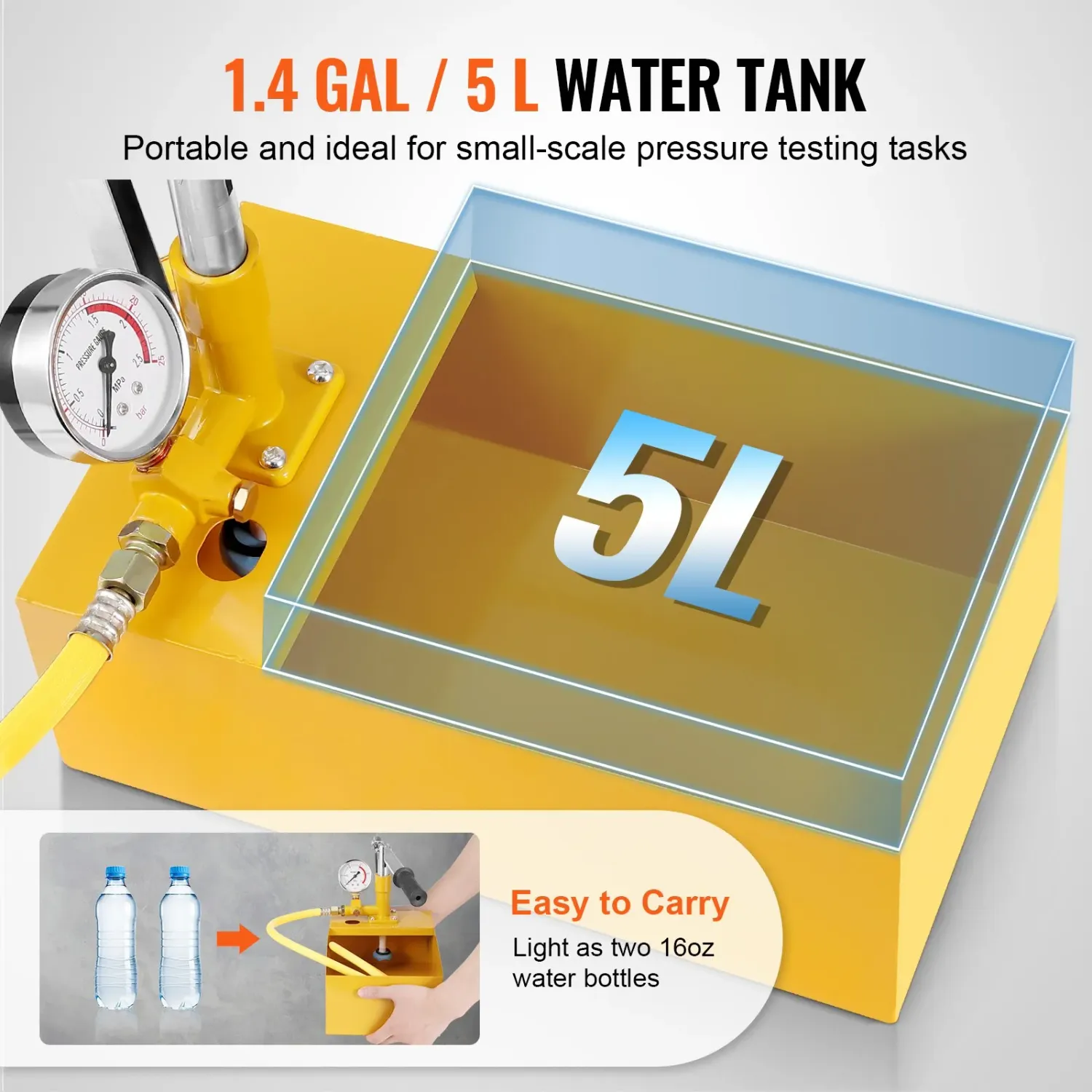 Manual Hydraulic Pressure Test Pump 5L Water Tank