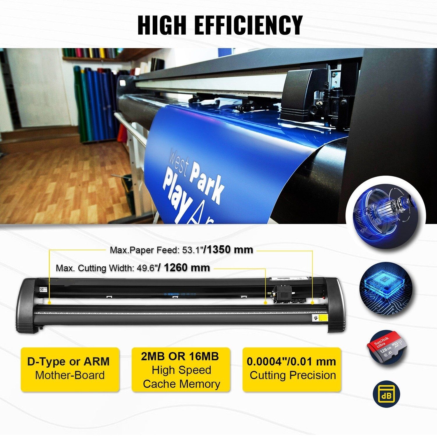 3-Blade LCD Screen 53" Vinyl Cutter/Plotter - High-Precision Sign Cutting Machine with Software - Ideal for Professional Signmaking, Decals, and Custom Graphics - Features Advanced Controls