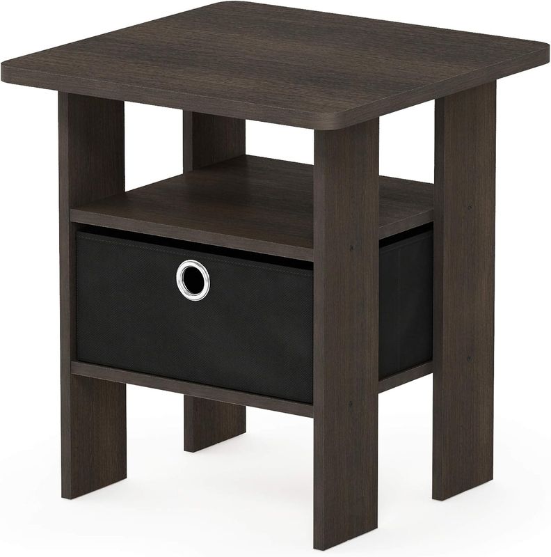 Sturdy End Table Side Table Nightstand with Bin Drawer